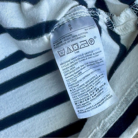 Gap Navy & White Striped “Hello” Embroidered Long Sleeve Tee – Size S - Picture 5 of 9